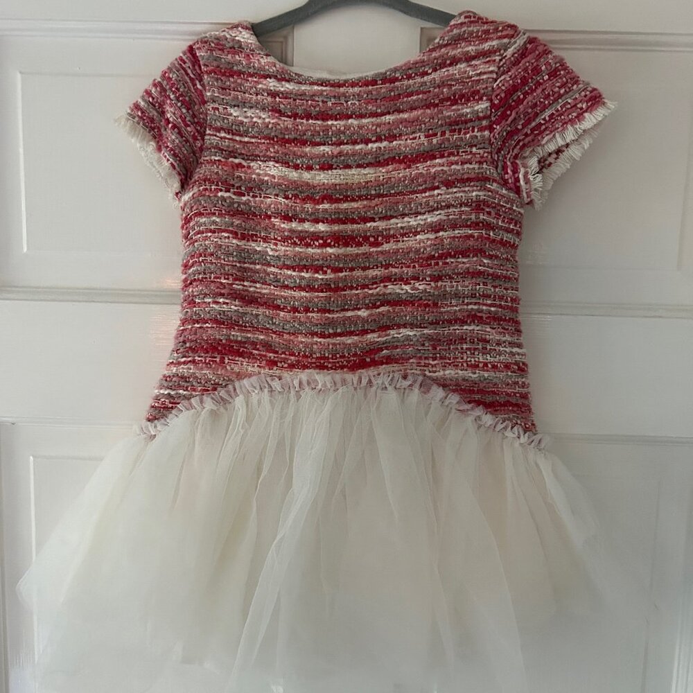 Girl's Charabia Tweed and Tulle Dress Short Sleeve, size 3